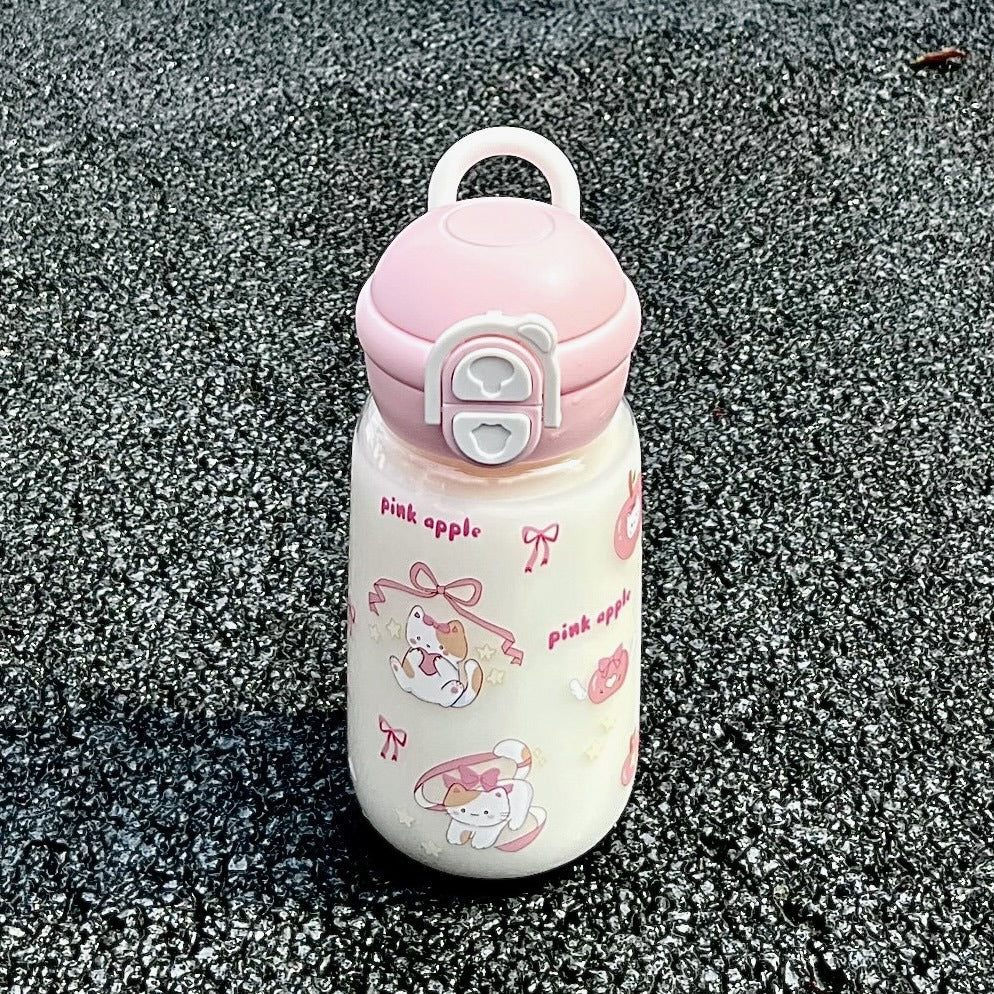 Women's insulated drinking bottle with playful animal design and secure flip-top lid Kalsten