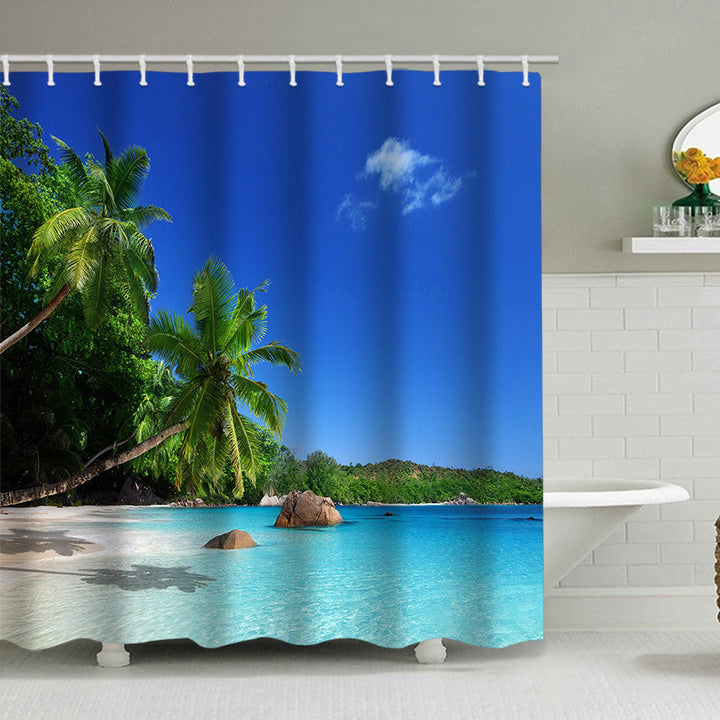 Tropical Beach Scene Shower Curtain Kalsten