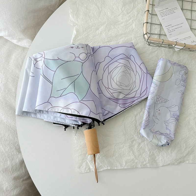 Ladies Folding Umbrella with Floral Minimalism Kalsten