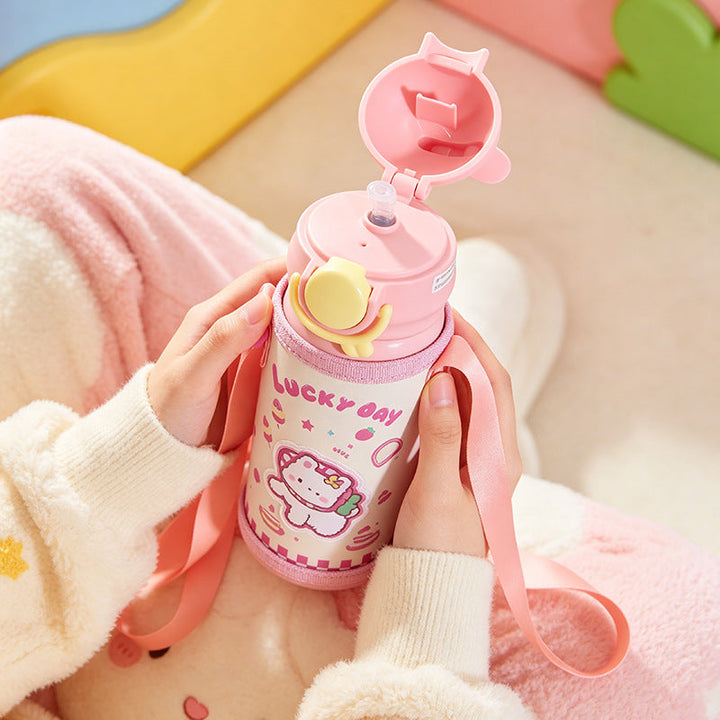 Women's insulated bottle with practical carrying device and playful design Kalsten