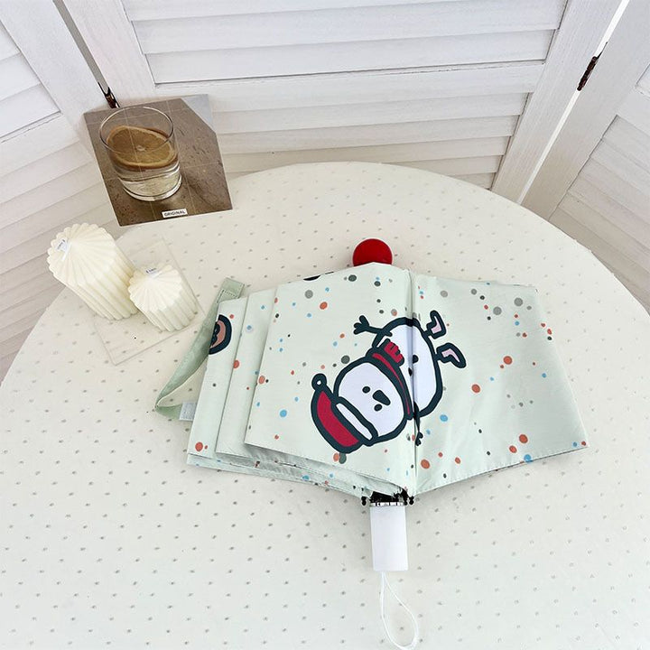 Women's Automatic Folding Umbrella with Cheerful Snowman Design Kalsten