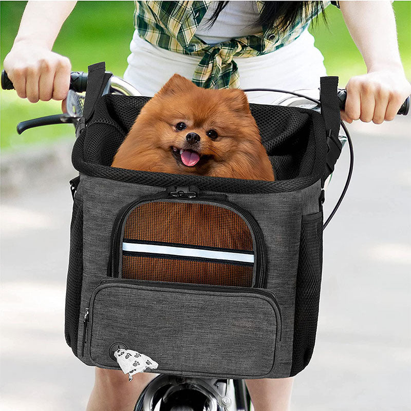 convertible front-mount pet transport backpack with reinforced base, breathable mesh canopy, padded straps and detachable shoulder sling Kalsten