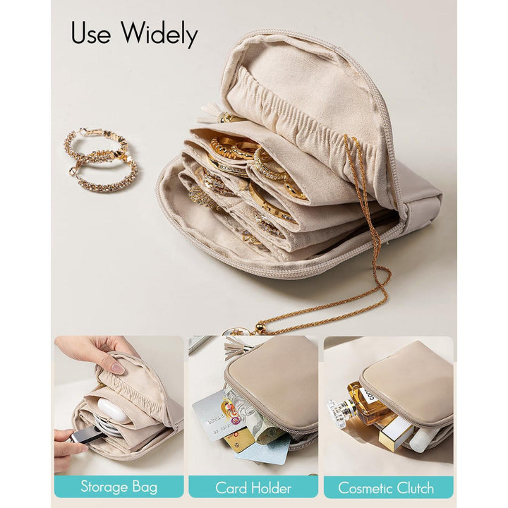 Cosmetic organizer with structured interior and elegant tassel Kalsten