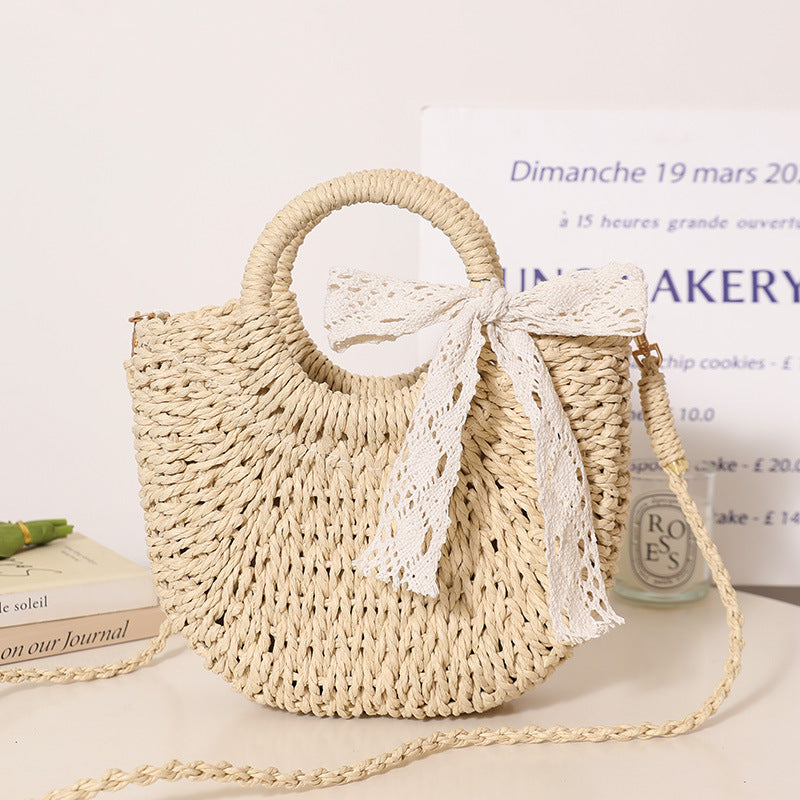 Trendy Bast Bag with Round Handle and Textured Design Kalsten