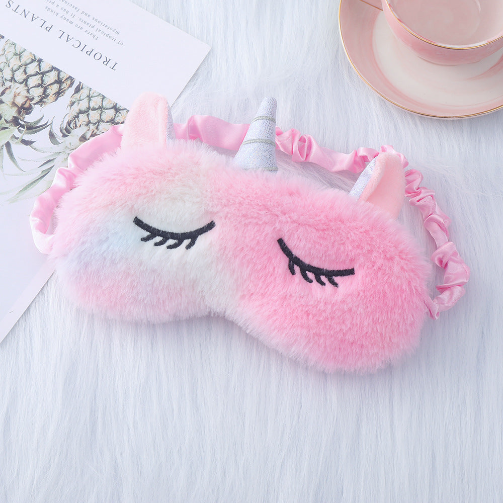 Ladies nan cozy unicorn sleep mask with embroidered eyelashes, soft plush and elastic ruffled ribbon Kalsten