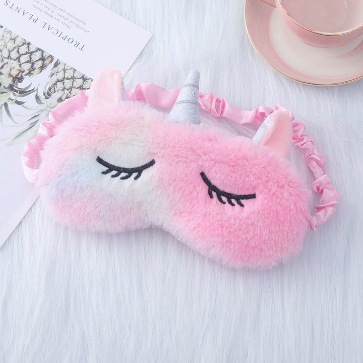 Ladies nan cozy unicorn sleep mask with embroidered eyelashes, soft plush and elastic ruffled ribbon Kalsten