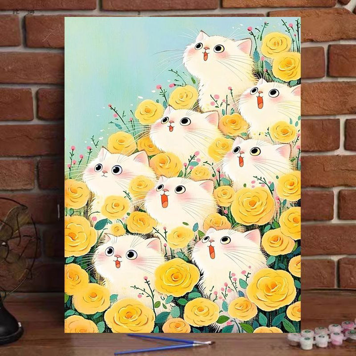 Whimsical Cat-Themed Paint by Numbers Art Kit Kalsten