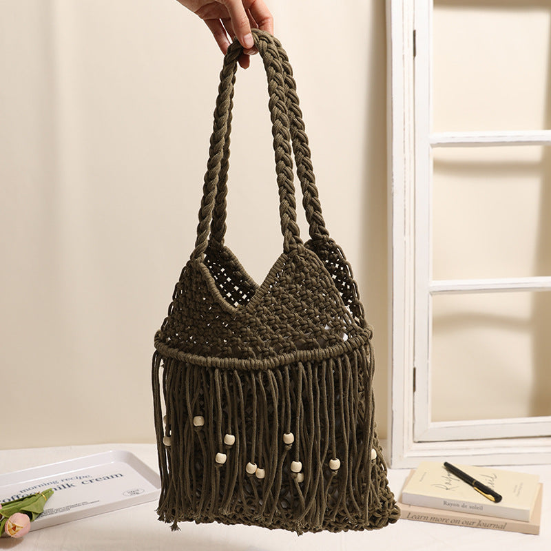Crocheted beach bag with fringe details Kalsten