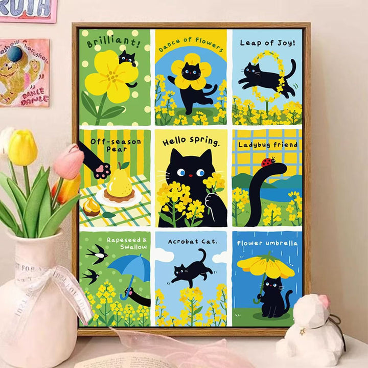 Playful Cat-Themed Illustrated Wall Art Kalsten