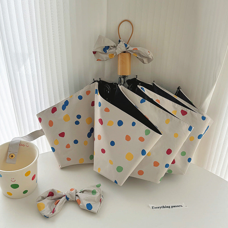 Women Multi-Purpose Foldable Shoulder Bag with Colorful Polka Dot Pattern Kalsten
