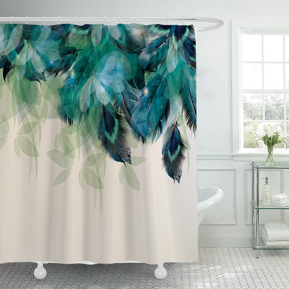 Artistic Peacock Feather Shower Curtain Kalsten