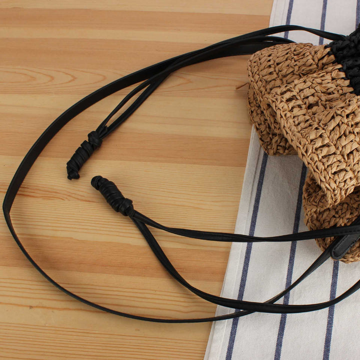 Handbag Made of Handcrafted Natural Fiber Mix with Modern Drawstring Closure Kalsten
