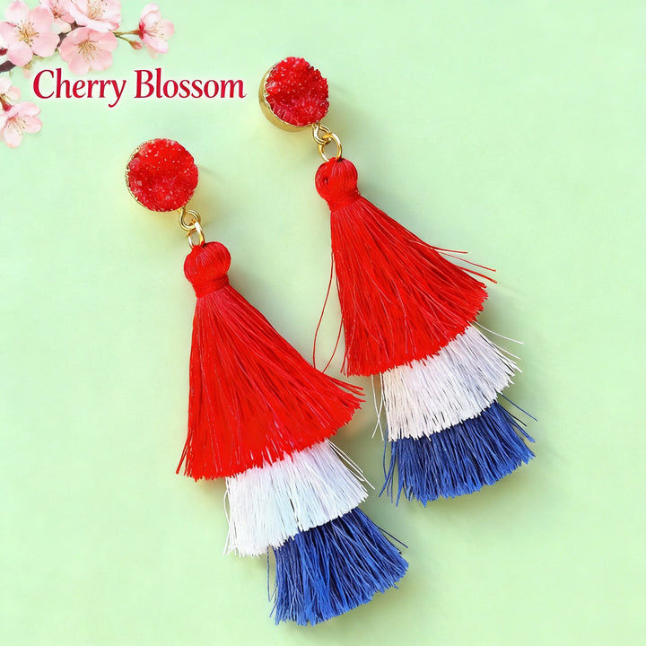Women's multi-layer tassel earrings with tiered fringes and nickel-free stud closure Kalsten