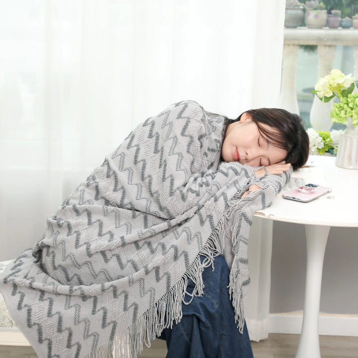 Women's Decorative Zigzag Knit Blanket Kalsten