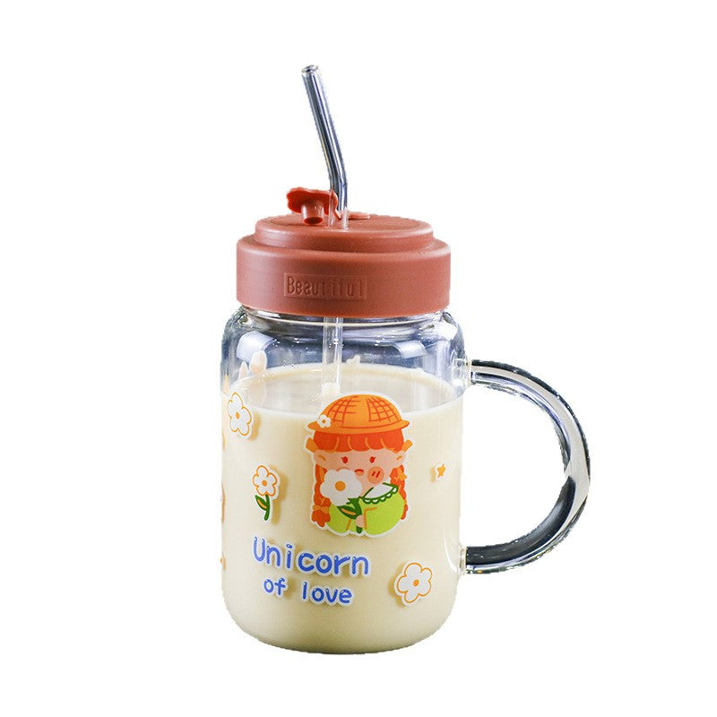 Ladies drinking glass with sealable lid and integrated straw Kalsten