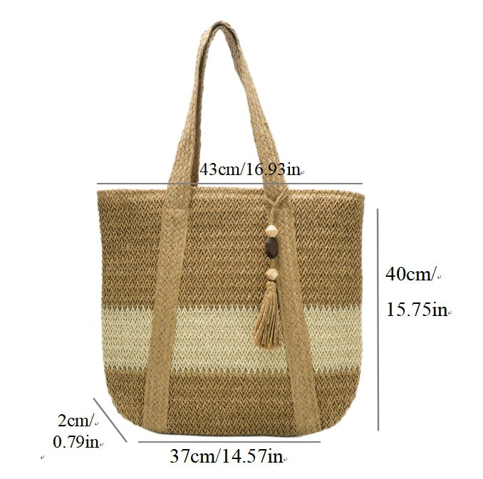 Generous shoulder bag made of natural material Kalsten