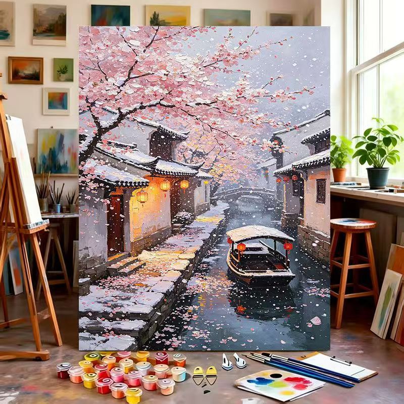 Scenic Cherry Blossom Paint by Numbers Art Kit Kalsten