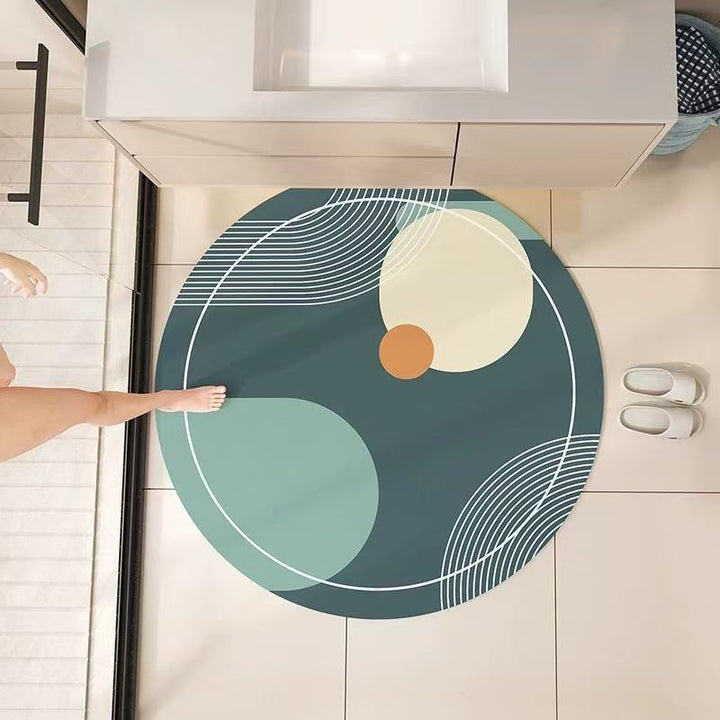 Round Floral Bath Mat