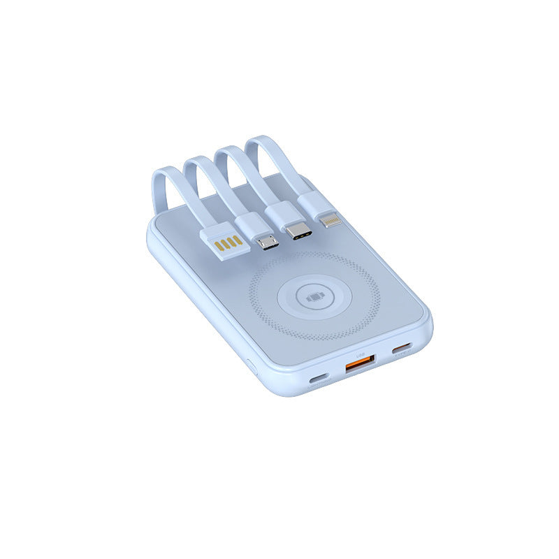 Portable charger with multidimensional charging cable system and wireless charging function Kalsten