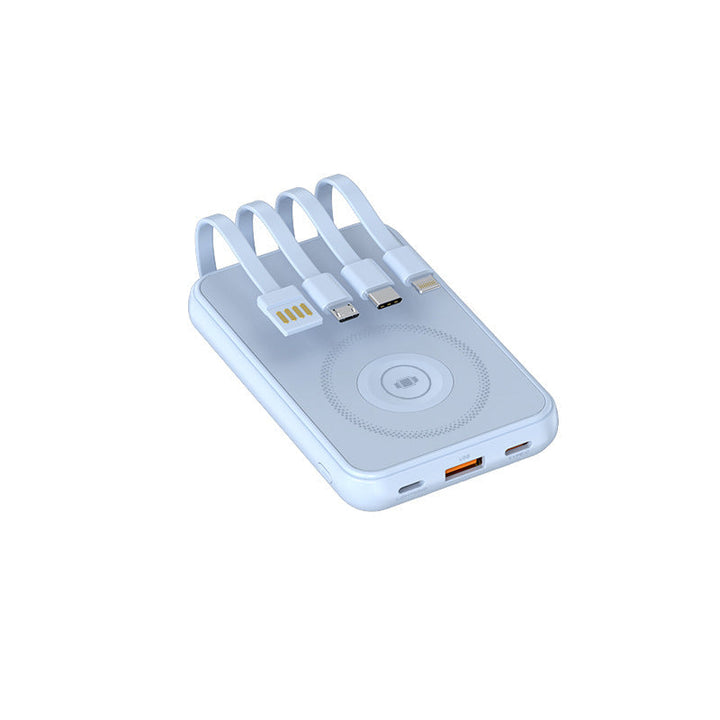 Portable charger with multidimensional charging cable system and wireless charging function Kalsten