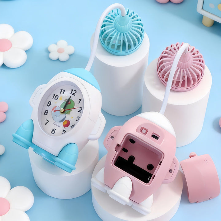 Usb-table fan with integrated clock and flexible tilt Kalsten