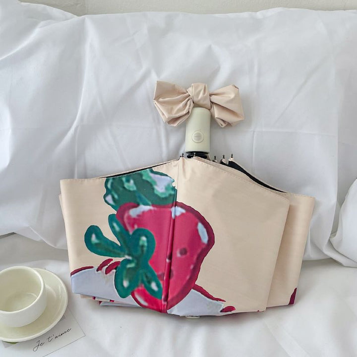 Ladies folding umbrella with cheerful strawberry motif Kalsten