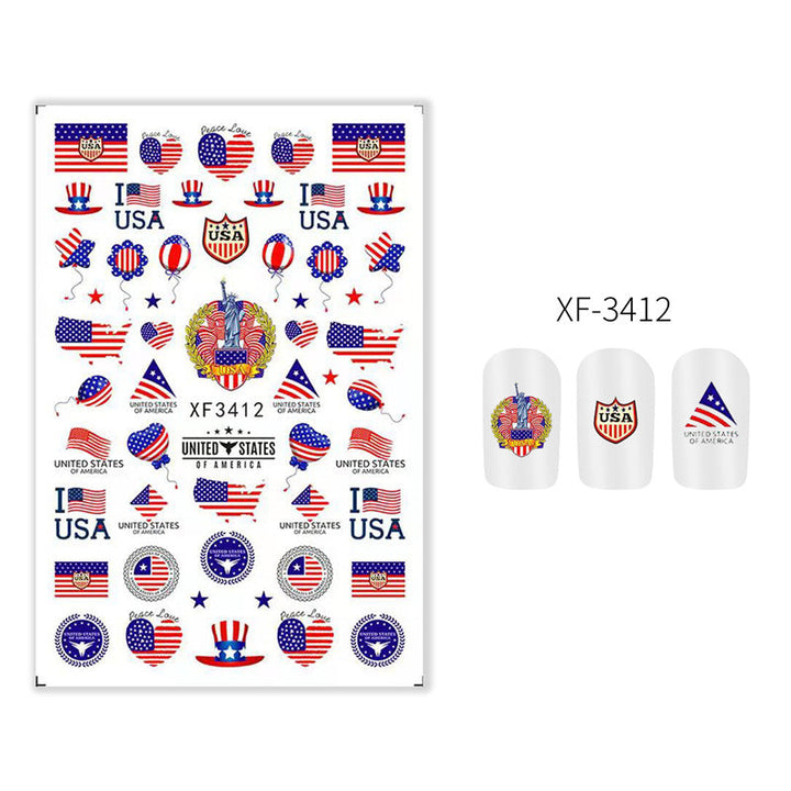 Women's nan patriotic USA themed nail art decal sticker sheets Kalsten