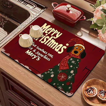 Festive Winter-Themed Kitchen Counter Mat Acalora