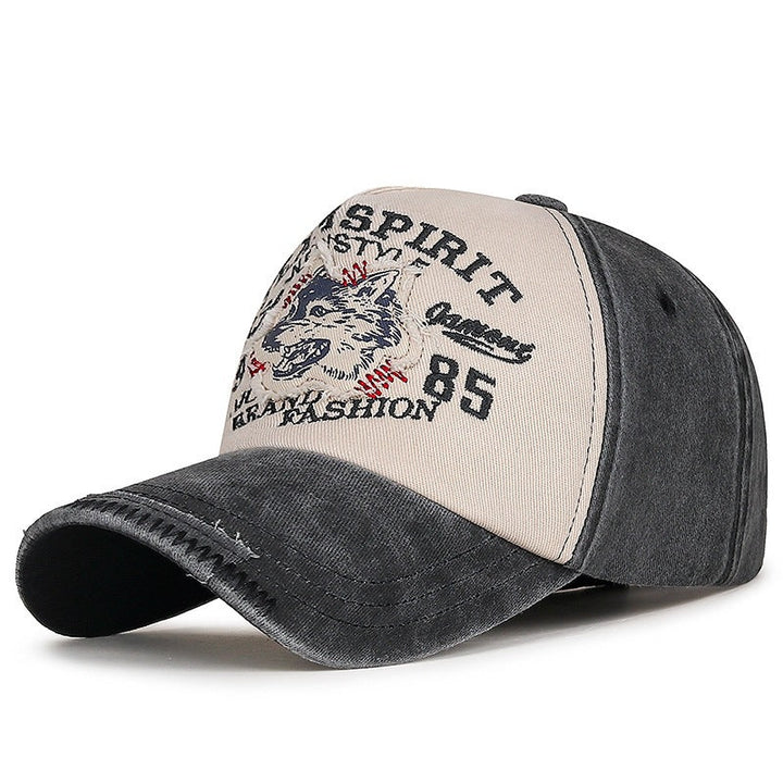 Men's Vintage-Inspired Embroidered Wolf Cap Kalsten