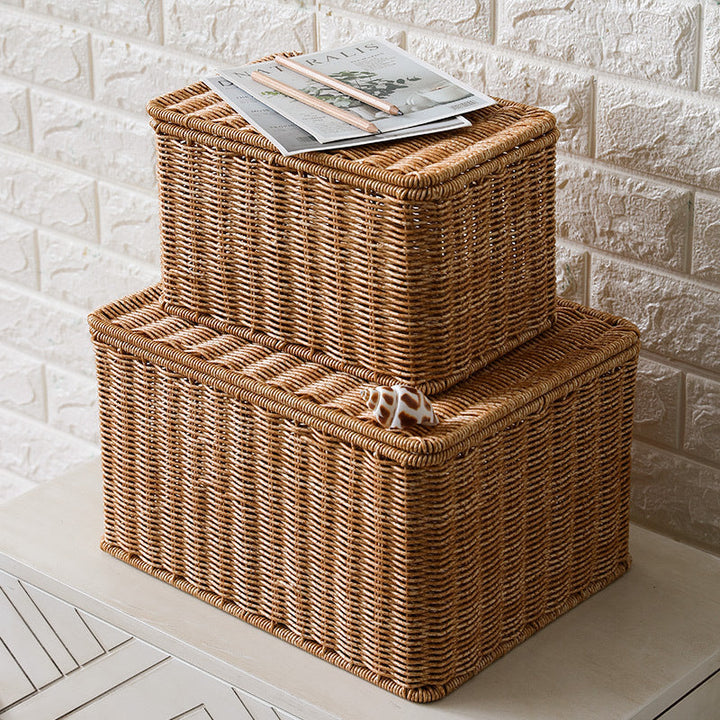 Handcrafted Rectangular Wicker Storage Box Kalsten