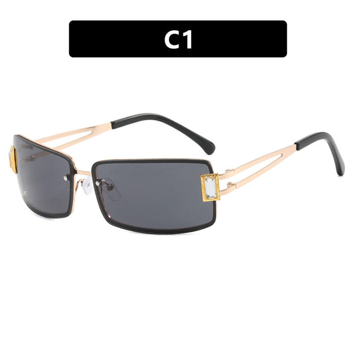 Ladies stylish sunglasses with elegant trapezoidal lenses and filigree metal frame Kalsten