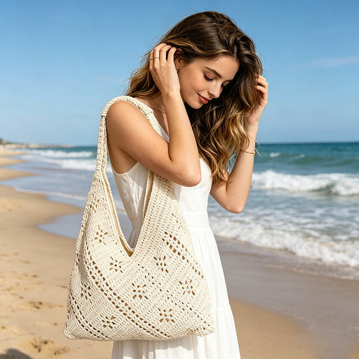 Hand-knotted Tote Bag in V-Design Kalsten