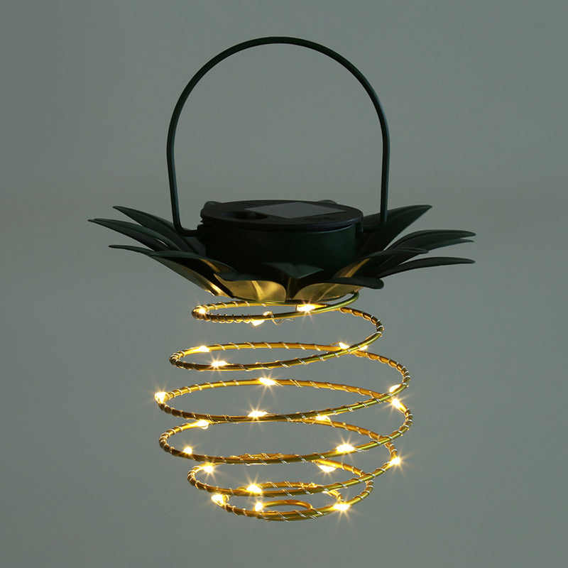 Spiral Pendant LED Hanging Planter Lamp With Faux Tropical Leaf Topper Kalsten