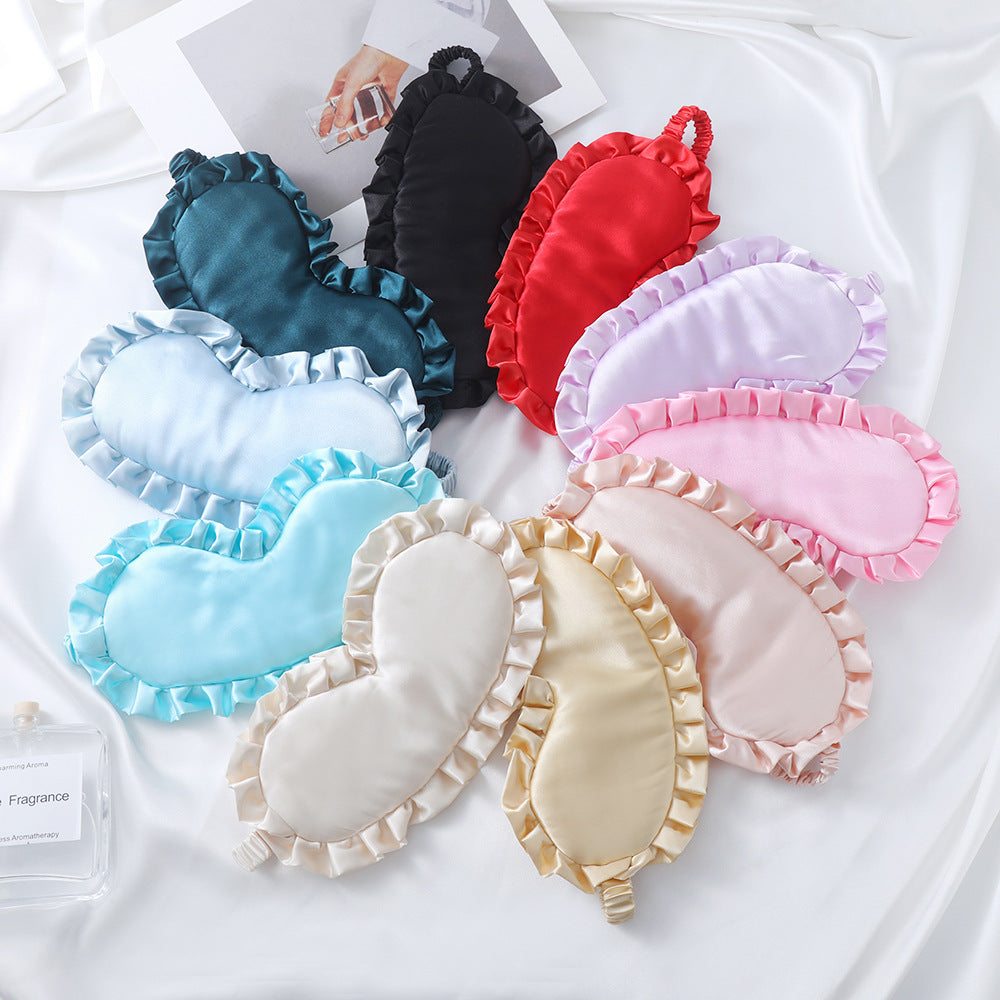 Women's nan satin-gloss eye mask with ergonomic contour, frilled ruffle edge, and gentle padding Kalsten