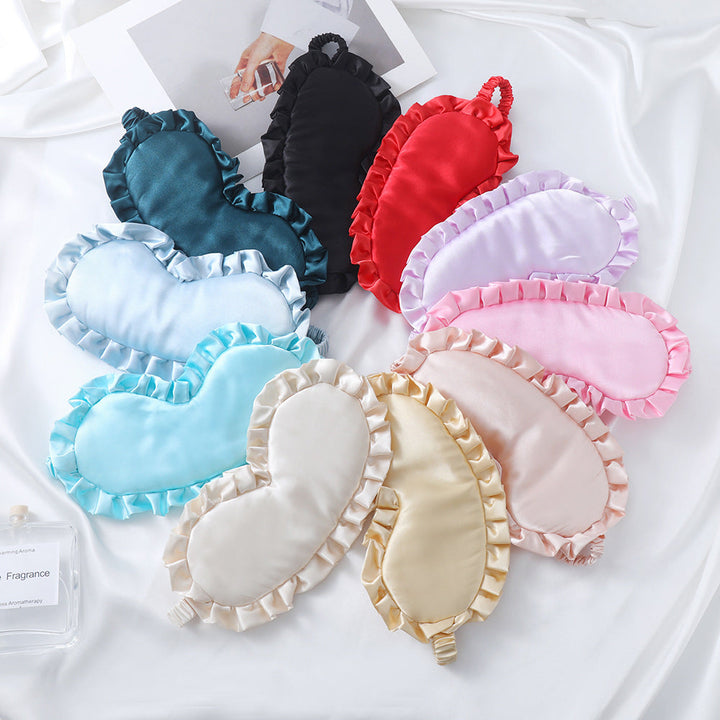 Women's nan satin-gloss eye mask with ergonomic contour, frilled ruffle edge, and gentle padding Kalsten
