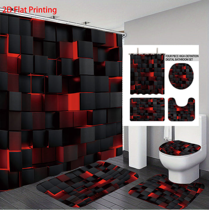 Digital Cube Pattern Bathroom Set Kalsten