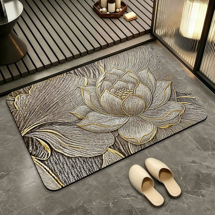 Elegant Floral Patterned Bath Mat Kalsten