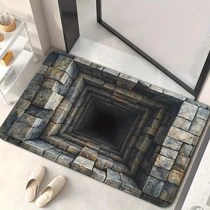3D Brick Pattern Optical Illusion Bath Mat Kalsten