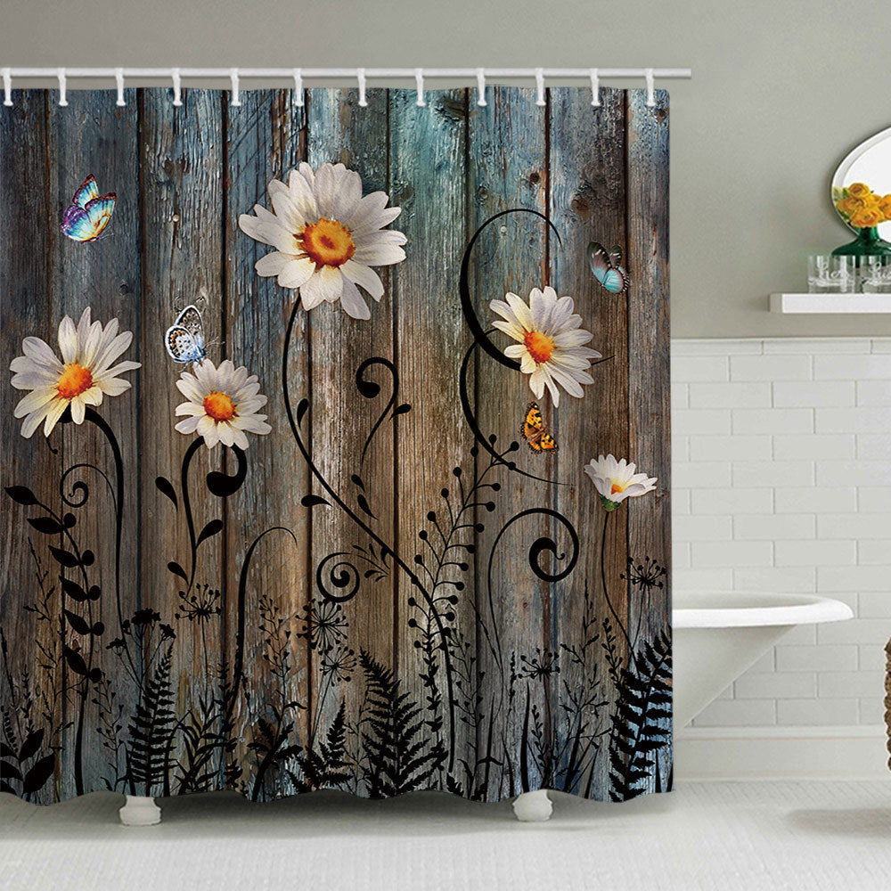 Rustic Garden-Themed Shower Curtain Kalsten