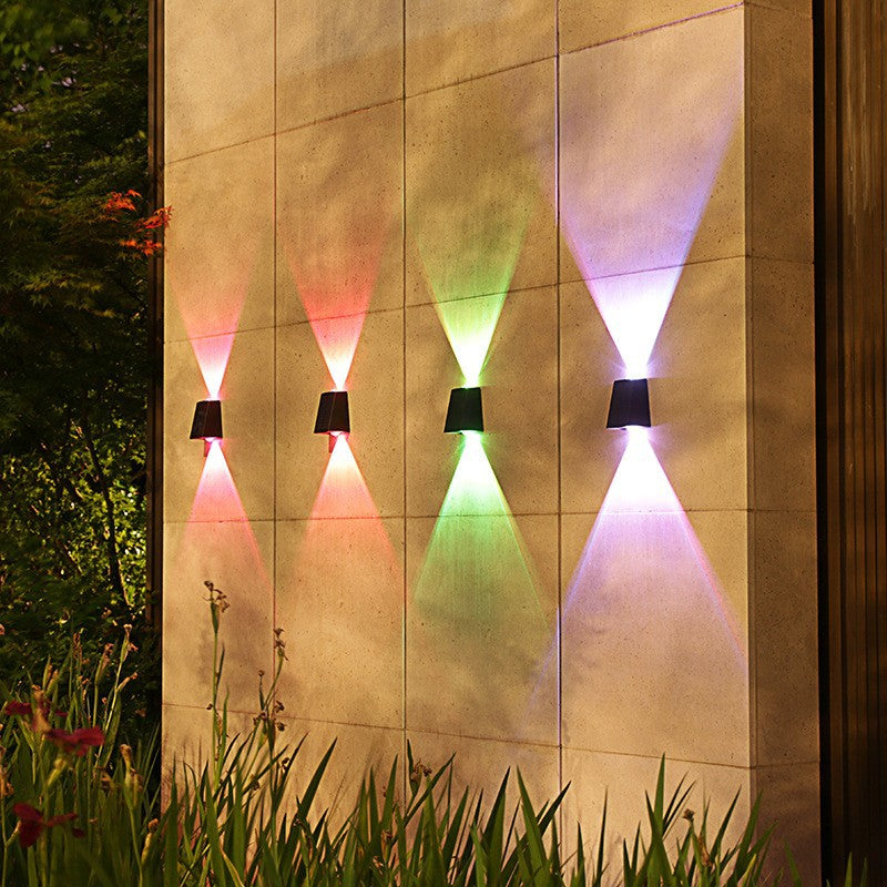 Angled Bi-Directional Solar LED Wall Uplight-Downlight With Integrated Photovoltaic Panel And Prism Lens Kalsten