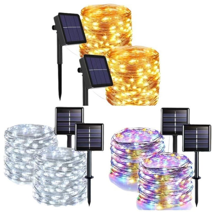 Solar Copper Wire Fairy String Lights With Dual Stake Panels Kalsten