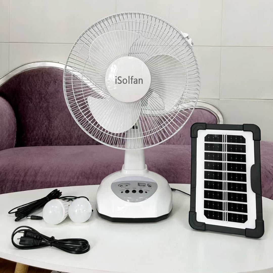 Ladies portable solar-powered fan with integrated lighting system Kalsten