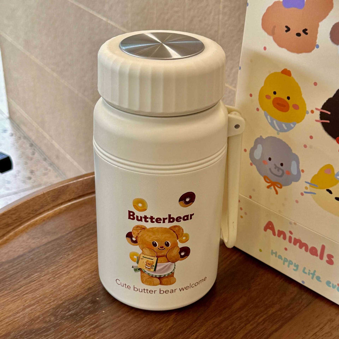 Women Insulated Drinking Bottle with Practical Carrying Handle and Cute Animal Design Kalsten