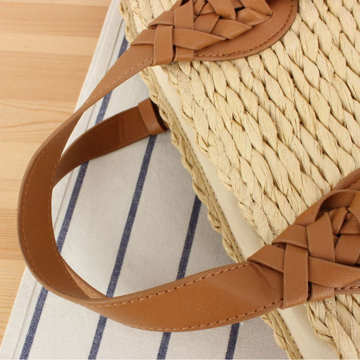Braided Bast Bag with Leather Straps Kalsten
