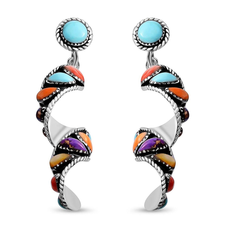 Turquoise-Embellished Statet Drop Earrings Kalsten