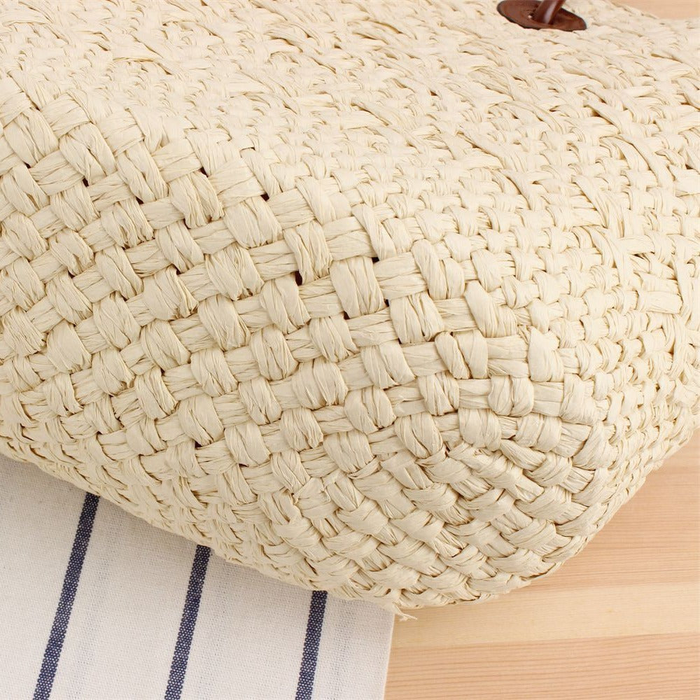 Handbag Made of Natural Weave with Leather Handles Kalsten