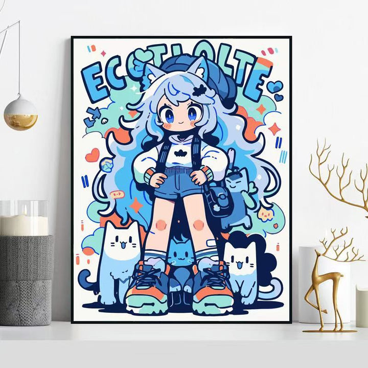 Whimsical Cat-Themed Illustration Wall Art Kalsten