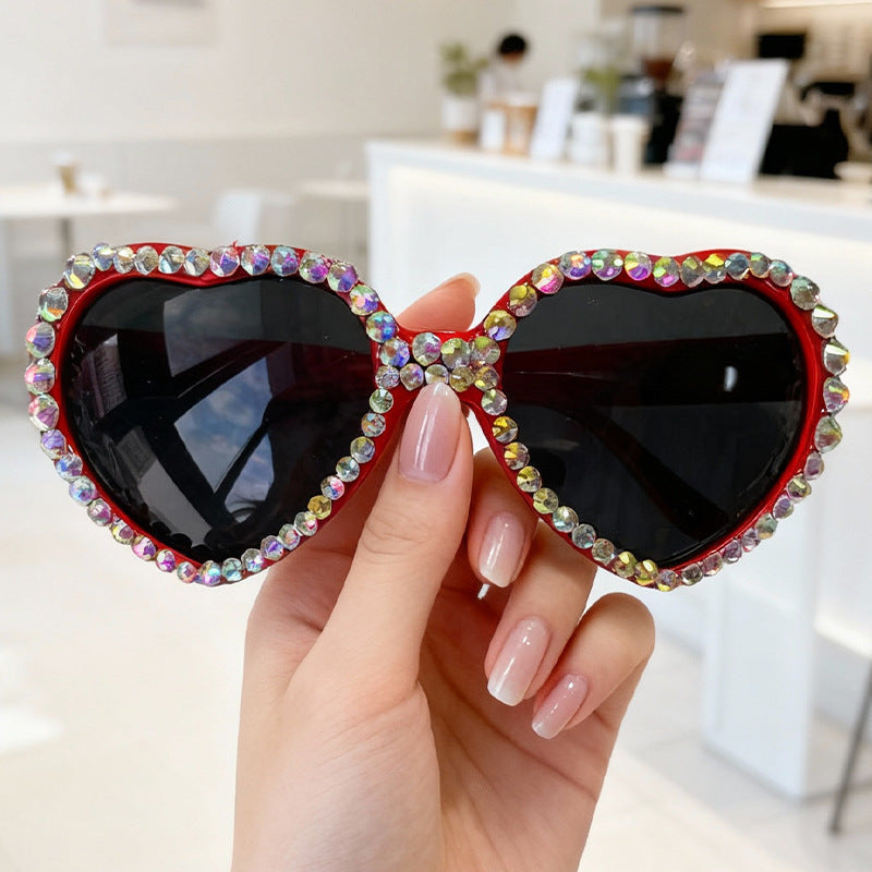 Heart-Shaped Rhinestone-Embellished Sunglasses Kalsten