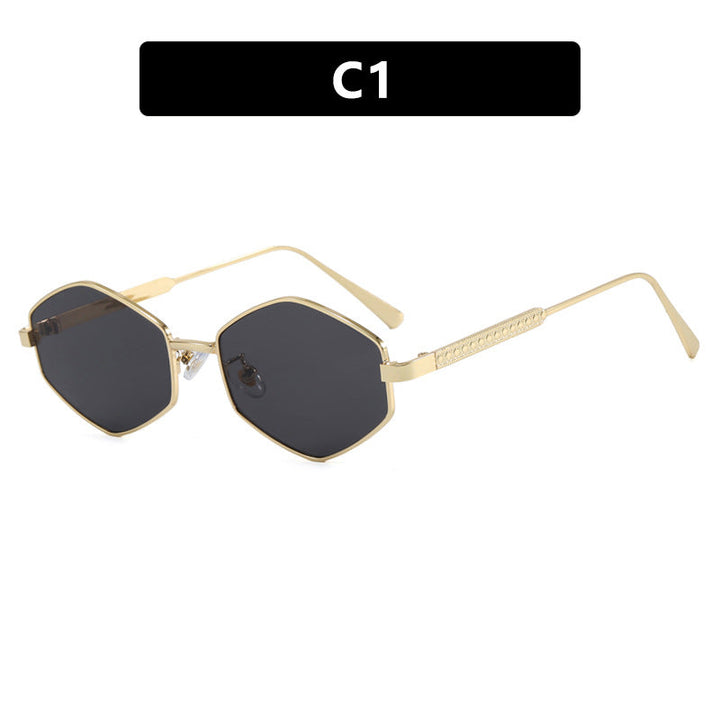 Women's hexagonal sunglasses with elegant metal accents and UV protection Kalsten
