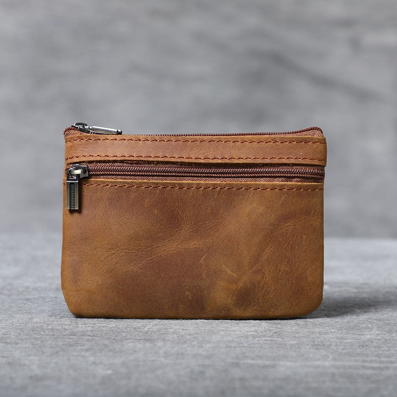 Compact Leather Zippered Coin Pouch Kalsten